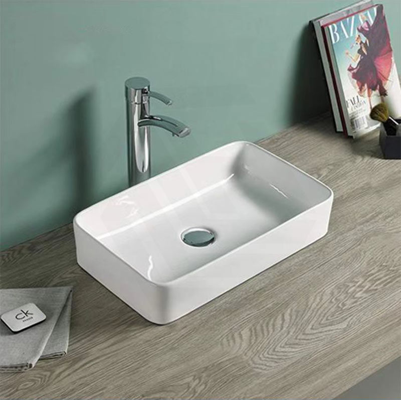 Lukka Crete Ceramic Above Counter Basin No Overflow 361x231x119mm - Gloss White