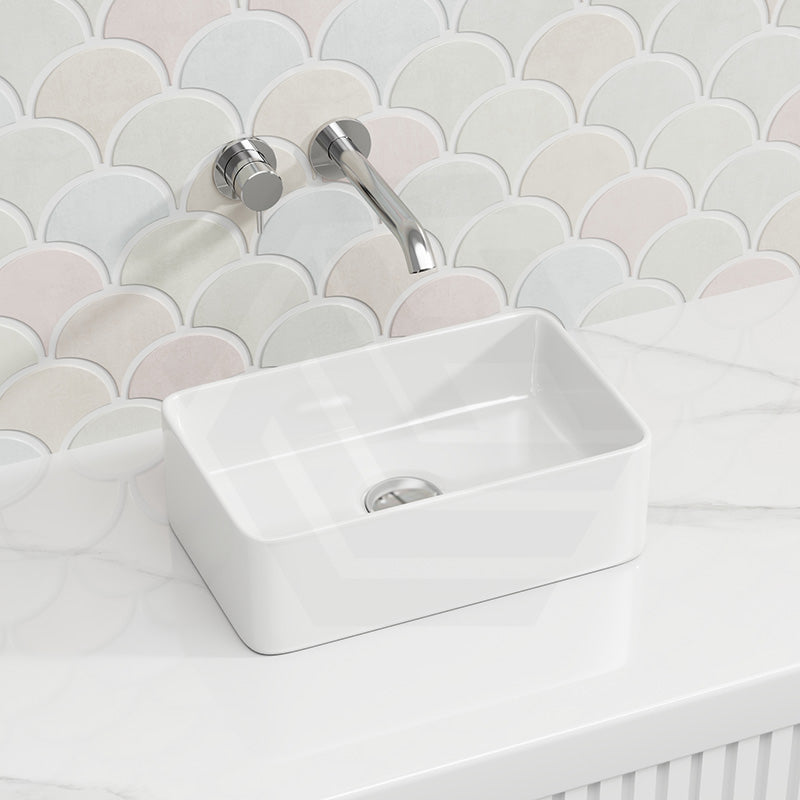 Lukka Crete Ceramic Above Counter Basin No Overflow 361x231x119mm - Gloss White