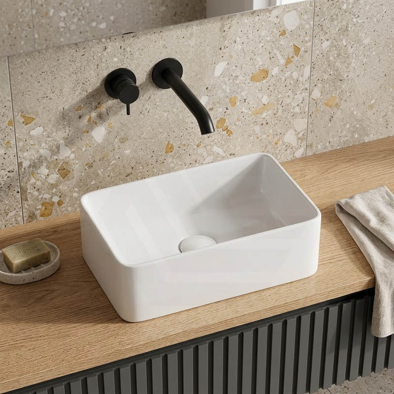 Lukka Crete Ceramic Above Counter Basin No Overflow 361x231x119mm - Gloss White