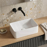 Lukka Crete Ceramic Above Counter Basin No Overflow 361x231x119mm - Gloss White
