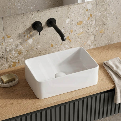 Lukka Crete Ceramic Above Counter Basin No Overflow 361x231x119mm - Gloss White