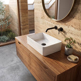 Lukka Crete Ceramic Above Counter Basin No Overflow 361x231x119mm - Gloss White