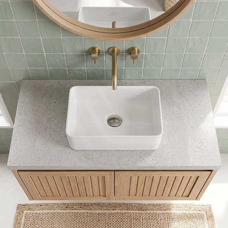 Lukka Crete Ceramic Above Counter Basin No Overflow 361x231x119mm - Gloss White