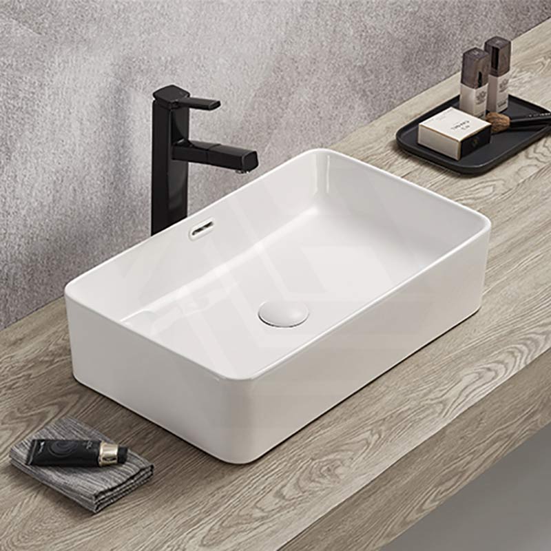 Lukka Crete Ceramic Above Counter Basin with Overflow 555x360x140mm - Gloss White