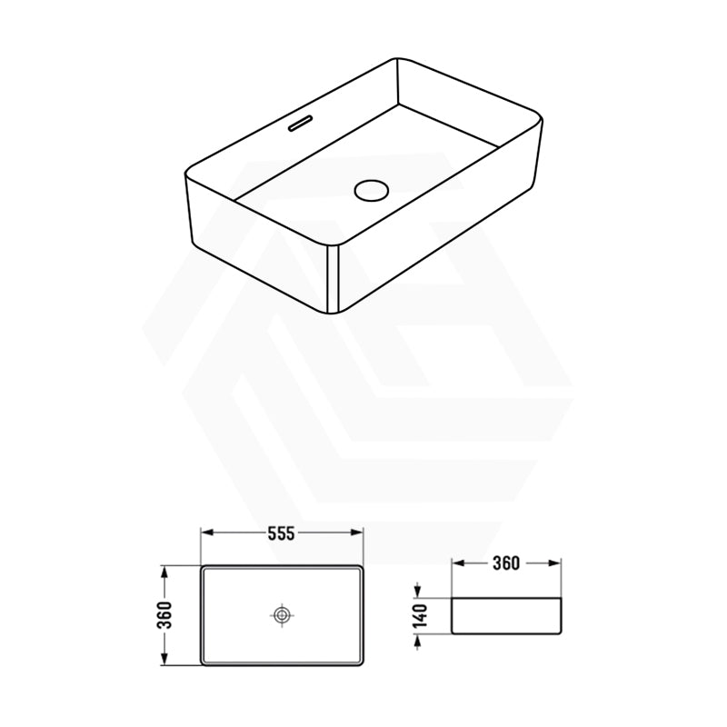 Lukka Crete Ceramic Above Counter Basin with Overflow 555x360x140mm - Gloss White