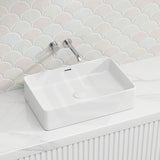Lukka Crete Ceramic Above Counter Basin with Overflow 555x360x140mm - Gloss White