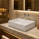 Lukka Crete Ceramic Above Counter Basin with Overflow 555x360x140mm - Gloss White