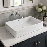 Lukka Crete Ceramic Above Counter Basin with Overflow 555x360x140mm - Gloss White