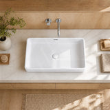 Lukka Crete Ceramic Above Counter Basin with Overflow 555x360x140mm - Gloss White