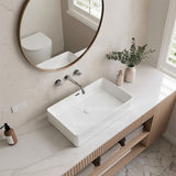 Lukka Crete Ceramic Above Counter Basin with Overflow 555x360x140mm - Gloss White