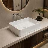 Lukka Crete Ceramic Above Counter Basin with Overflow 555x360x140mm - Gloss White