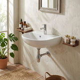 Lukka Carrida Fine Ceramic Wall Hung Basin with Tap Hole 440x369x175mm - Gloss White