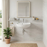 Lukka Carrida Fine Ceramic Wall Hung Basin with Tap Hole 440x369x175mm - Gloss White
