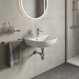 Lukka Carrida Fine Ceramic Wall Hung Basin with Tap Hole 440x369x175mm - Gloss White