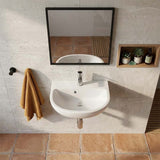 Lukka Carrida Fine Ceramic Wall Hung Basin with Tap Hole 440x369x175mm - Gloss White