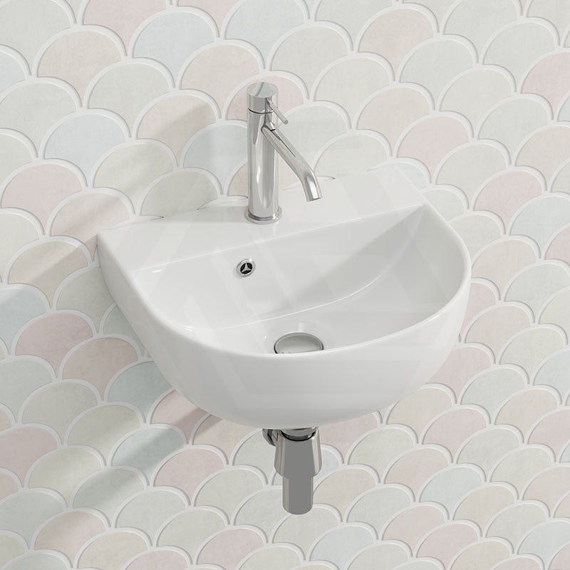Lukka Carrida 440x369x175mm Gloss White Fine Ceramic Wall Hung Basin with Tap Hole