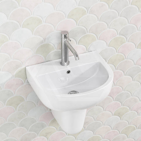 Lukka 565x450x160mm Carrida Bathroom Wall Hung Gloss White Ceramic Care Basin One Tap Hole