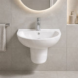 Lukka Carrida Bathroom Wall Hung Ceramic Care Basin One Tap Hole 565x450x160mm - Gloss White