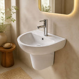 Lukka Carrida Bathroom Wall Hung Ceramic Care Basin One Tap Hole 565x450x160mm - Gloss White