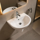 Lukka Carrida Bathroom Wall Hung Ceramic Care Basin One Tap Hole 565x450x160mm - Gloss White