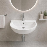 Lukka Carrida Bathroom Wall Hung Ceramic Care Basin One Tap Hole 565x450x160mm - Gloss White