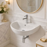 Lukka Carrida Bathroom Wall Hung Ceramic Care Basin One Tap Hole 565x450x160mm - Gloss White