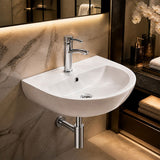 Lukka Carrida Bathroom Wall Hung Ceramic Care Basin One Tap Hole 565x450x160mm - Gloss White