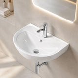 Lukka Carrida Bathroom Wall Hung Ceramic Care Basin One Tap Hole 565x450x160mm - Gloss White