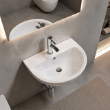 Lukka Carrida Bathroom Wall Hung Ceramic Care Basin One Tap Hole 565x450x160mm - Gloss White