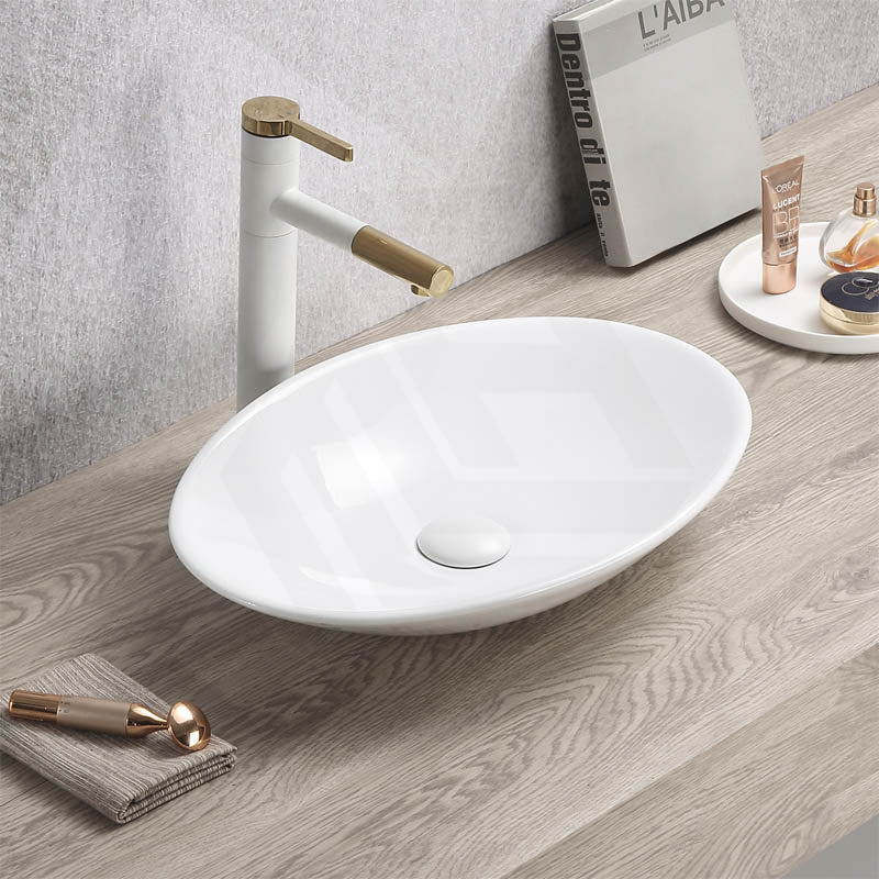 Lukka Cabrita 510x350x95mm Oval Above Counter Ceramic Basin Gloss White
