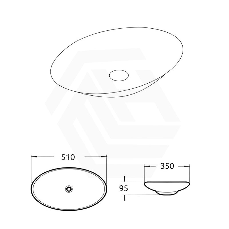 Lukka Cabrita 510x350x95mm Oval Above Counter Ceramic Basin Gloss White