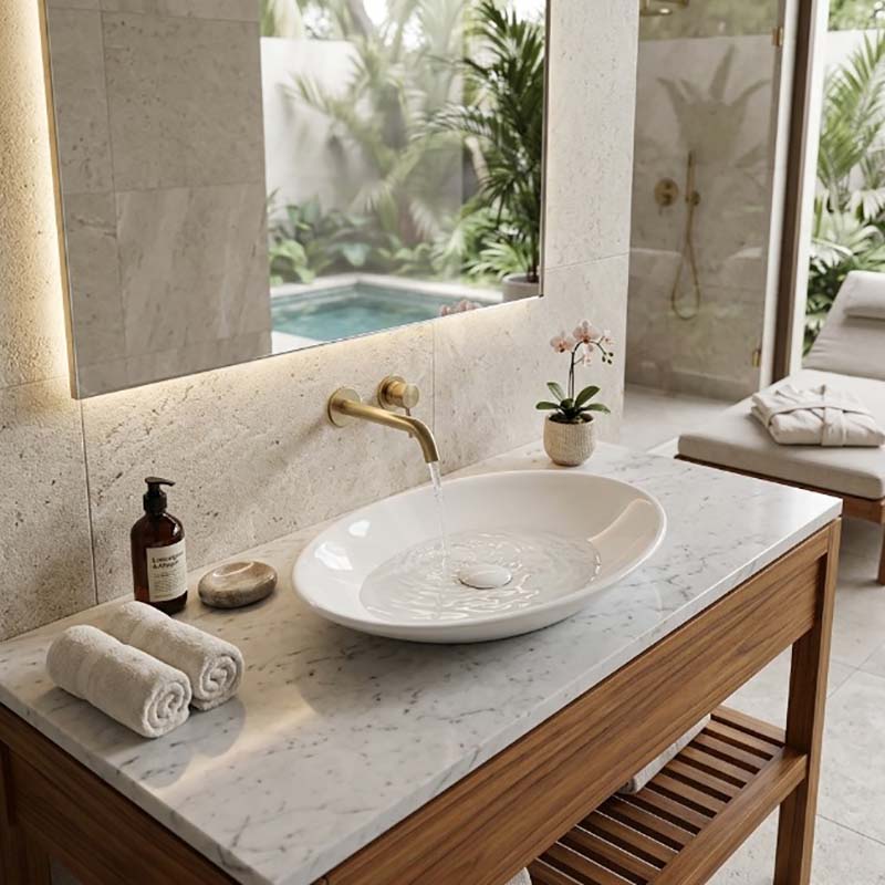 Lukka Cabrita Oval Above Counter Ceramic Basin 510x350x95mm - Gloss White