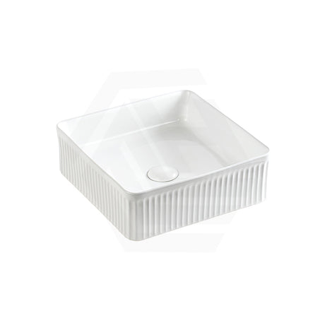 Lukka Crete 400x400x130mm Flueted Above Counter Ceramic Basin Gloss White