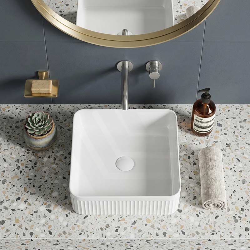 Lukka Crete Flueted Above Counter Ceramic Basin 400/500mm - Variant Colour Available