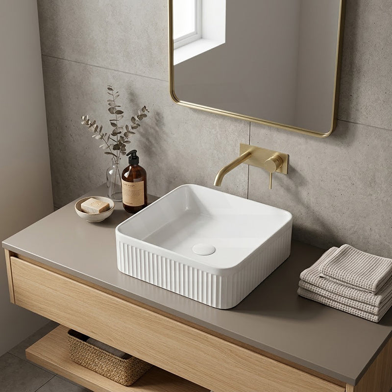 Lukka Crete Flueted Above Counter Ceramic Basin 400/500mm - Variant Colour Available