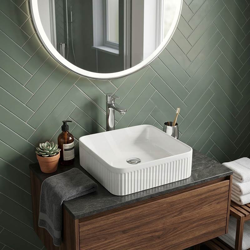 Lukka Crete Flueted Above Counter Ceramic Basin 400/500mm - Variant Colour Available