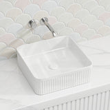 Lukka Crete Flueted Above Counter Ceramic Basin 400/500mm - Variant Colour Available