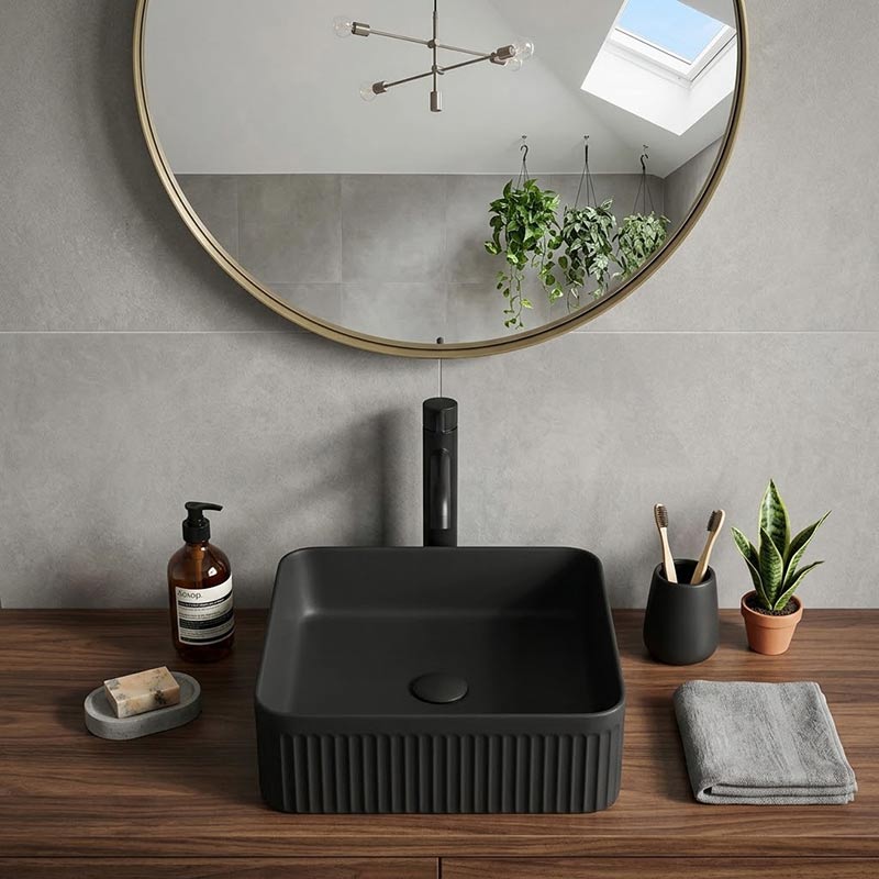 Lukka Crete Flueted Above Counter Ceramic Basin 400/500mm - Variant Colour Available