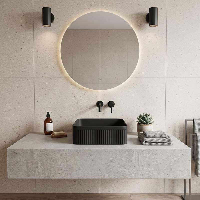 Lukka Crete Flueted Above Counter Ceramic Basin 400/500mm - Variant Colour Available