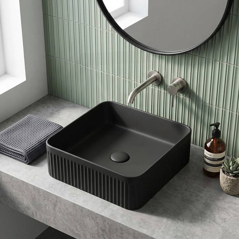 Lukka Crete Flueted Above Counter Ceramic Basin 400/500mm - Variant Colour Available