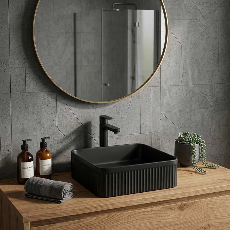 Lukka Crete Flueted Above Counter Ceramic Basin 400/500mm - Variant Colour Available
