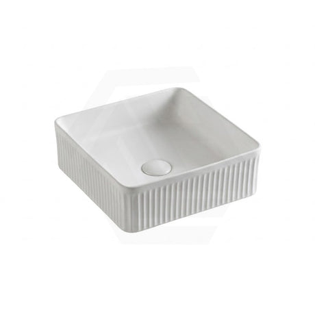 Lukka Crete 400x400x130mm Flueted Above Counter Ceramic Basin Matt White