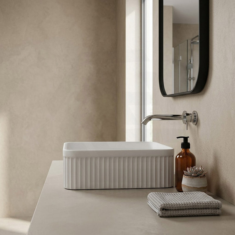 Lukka Crete Flueted Above Counter Ceramic Basin 400/500mm - Variant Colour Available