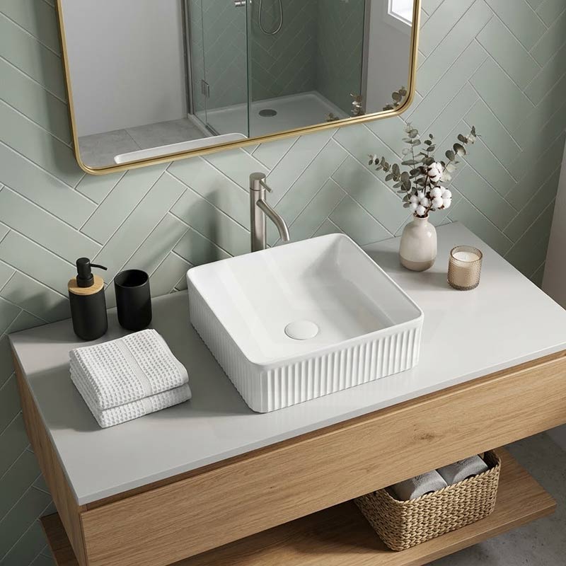 Lukka Crete Flueted Above Counter Ceramic Basin 400/500mm - Variant Colour Available