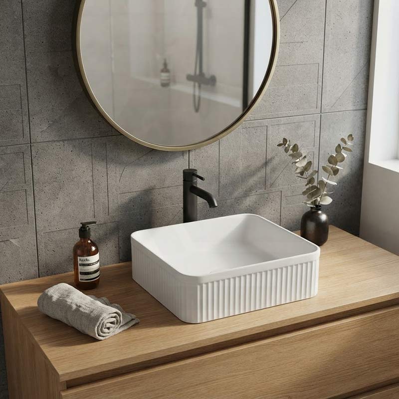 Lukka Crete Flueted Above Counter Ceramic Basin 400/500mm - Variant Colour Available
