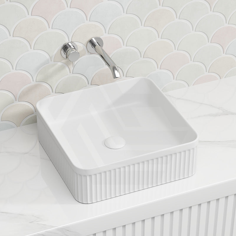 Lukka Crete Flueted Above Counter Ceramic Basin 400/500mm - Variant Colour Available