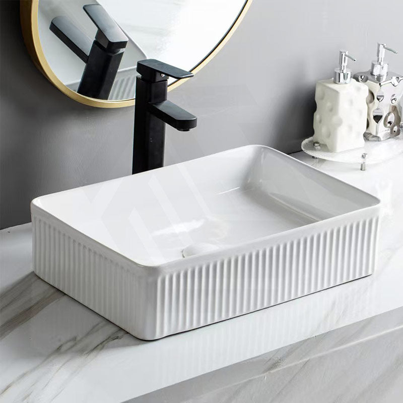 Lukka Crete Flueted Above Counter Ceramic Basin 400/500mm - Variant Colour Available