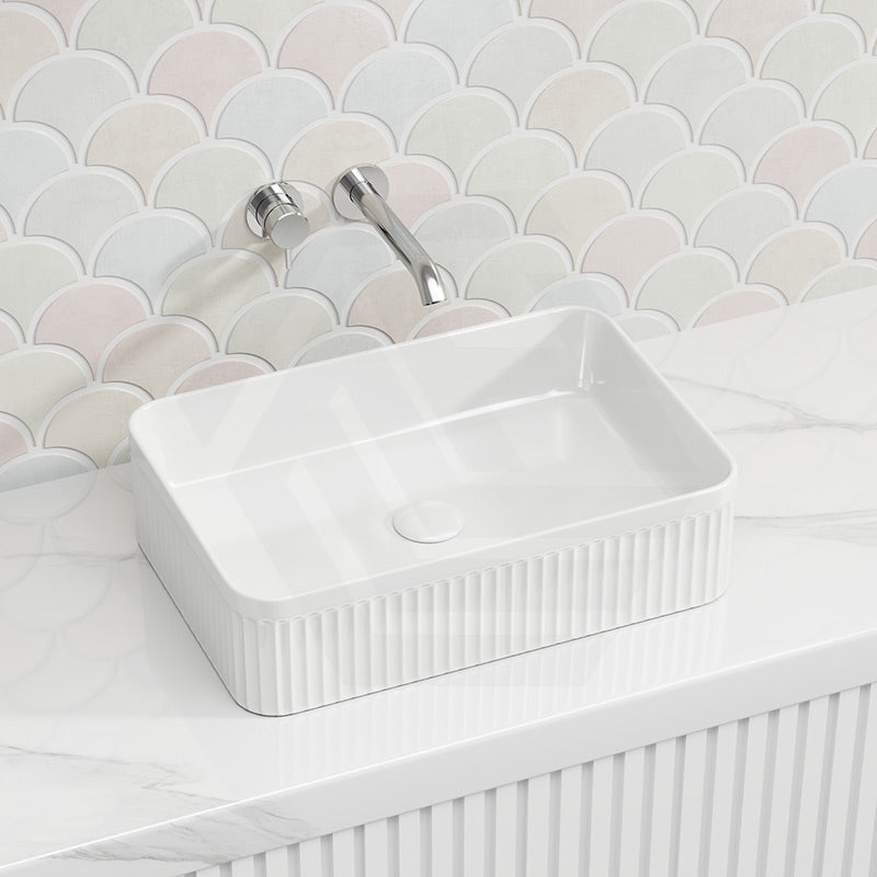 Lukka Crete Flueted Above Counter Ceramic Basin 400/500mm - Variant Colour Available