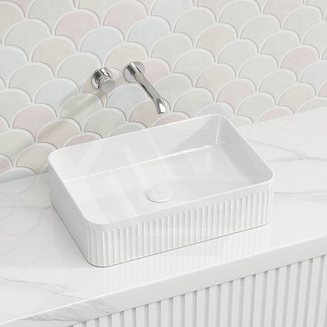 Lukka Crete Flueted Above Counter Ceramic Basin 400/500mm - Variant Colour Available