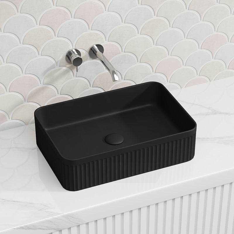 Lukka Crete Flueted Above Counter Ceramic Basin 400/500mm - Variant Colour Available